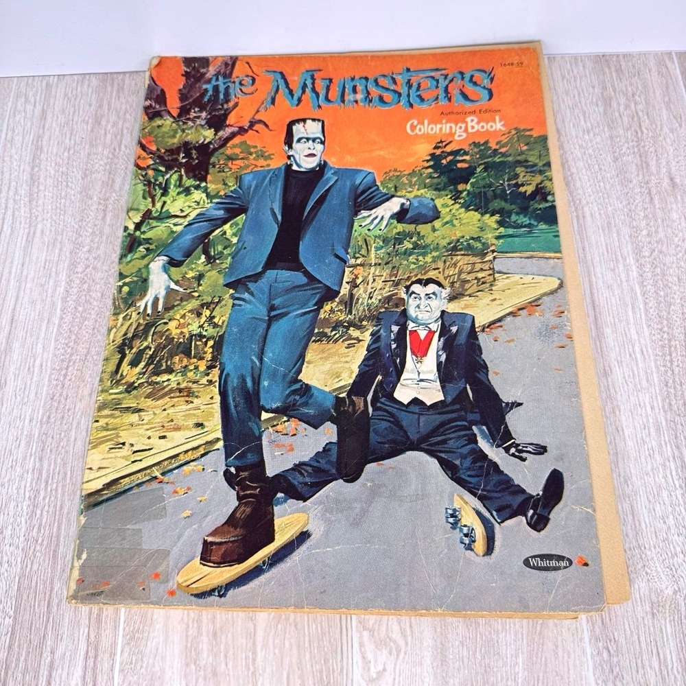 Whitman Munsters Coloring Book 60s Horror TV Partial Colored Grandpas Skateboard